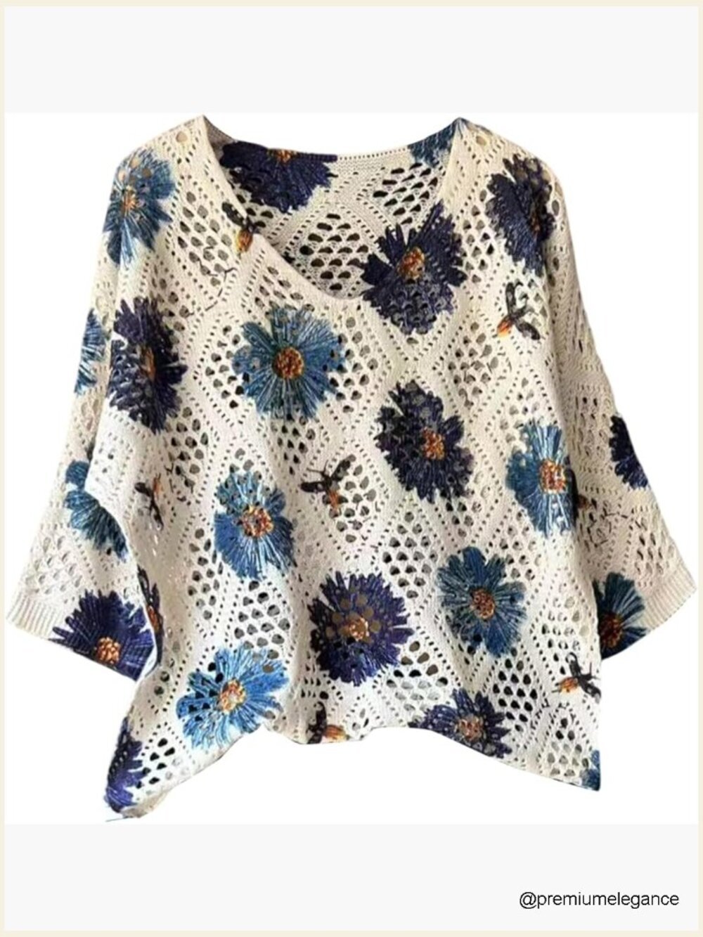Crochet Knit Short Sleeve V-Neck Sweater Lightweight Beach Vacation Outfit